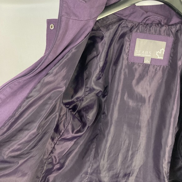 Sears Classic Purple All-Weather Hooded Parka Jacket Large - Picture 8 of 13